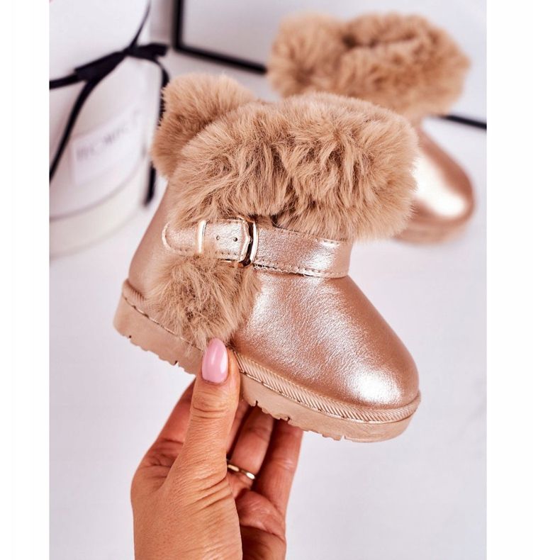 FRROCK Varma barnsnöstövlar med päls Rose Gold JellyBeans rosa 2