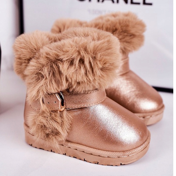 FRROCK Varma barnsnöstövlar med päls Rose Gold JellyBeans rosa 1