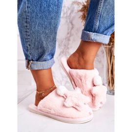 Dam tofflor med päls och stjärna ljusrosa natt-natt 2
