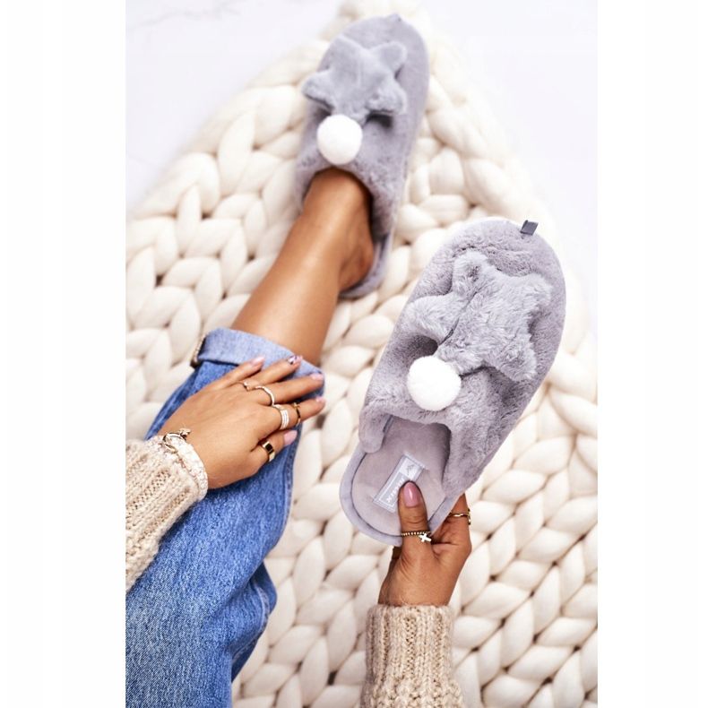 Dam tofflor med päls och stjärngrå natt-natt 2