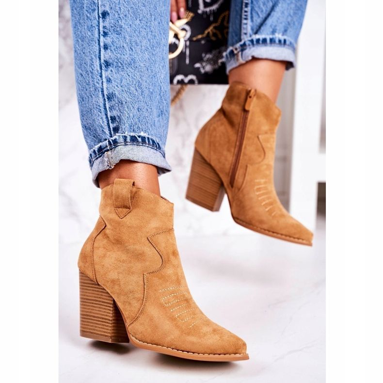 MSMG Kvinnors varma cowboystövlar Caramel Margaret brun 1