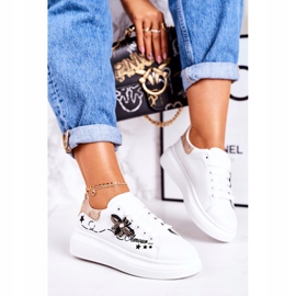 Kvinnors sportskor gymnastikskor med Fly White Golden Amour vit 2