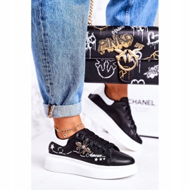 Kvinnors sportskor gymnastikskor med en fluga svart amour 1