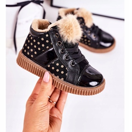 Linshi Barns varma stövlar Sneakers i svart Anastasia med prickar 2