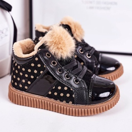 Linshi Barns varma stövlar Sneakers i svart Anastasia med prickar 1