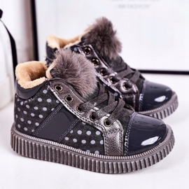 PL1 Barns varma stövlar Sneakers i prickig grå Anastasia 1