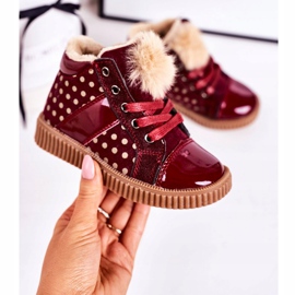 PL1 Barns varma stövlar Sneakers i röd Anastasia med prickar 2