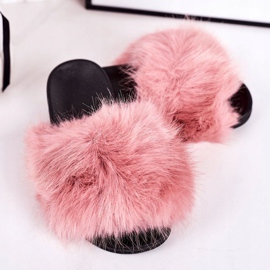 Barnens rosa Fashionista päls tofflor 1