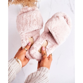 FRJ Päls tofflor för kvinnor Beige kalla dagar 2