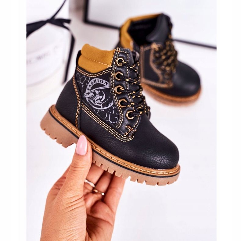 PL1 Barns varma stövlar Fångare på svart Bobby gummisula orange 2