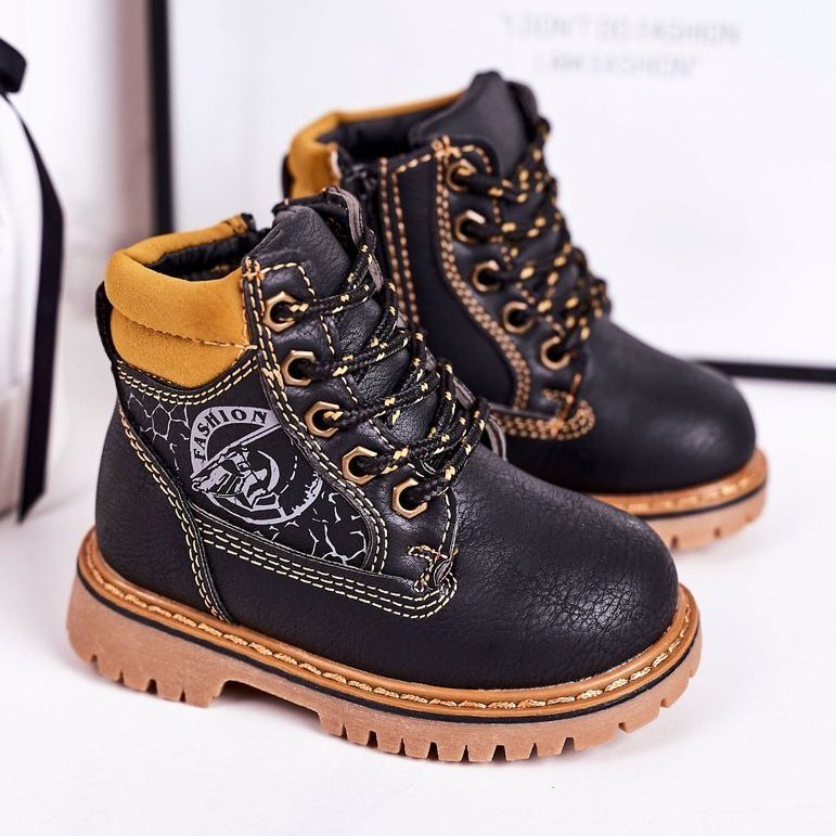 PL1 Barns varma stövlar Fångare på svart Bobby gummisula orange 1