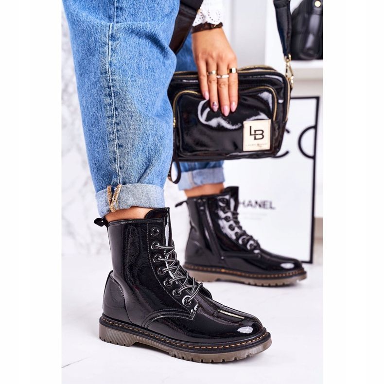 Kvinnors varma stövlar Lackade stövlar Black Thunder svart 2