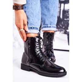 PJ1 Klassiska kvinnors varma stövlar Lackerad svart enkelhet 2