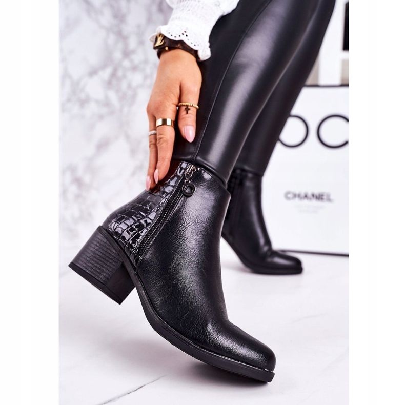 PJ1 Kvinnors varma stövlar på högklackat djurtryck Svart förtroende 1