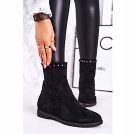 PJ1 Kvinnors svarta isolerade stövlar med mocka -strassprestanda 1