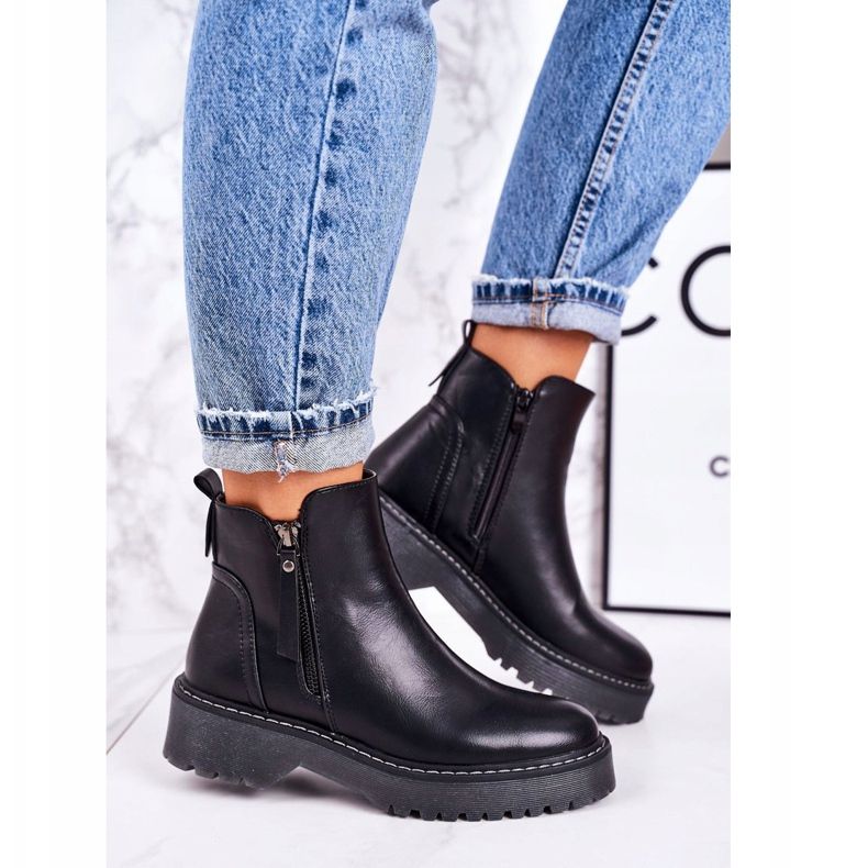 PJ1 Kvinnors varma stövlar på en gummisula Black Moon Walk svart 2