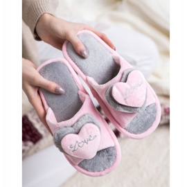 Bona Varma tofflor med hjärta rosa grå 2