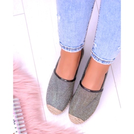 Lu Boo Glitter Espadrilles Slip On Miravet för kvinnor grå gyllene 2