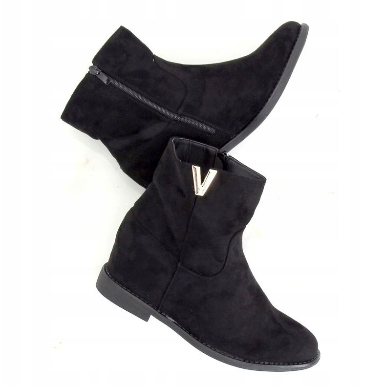 Svarta ZT1013 Svarta stövlar på en dold kilklack 1