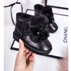 Barns snöskor med svart päls Aurora 1