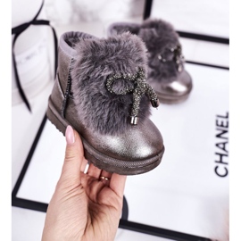 Barns snöskor med päls mörkgrå Aurora 1