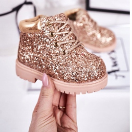 Barnens Brocade Warm Boots Trappers Rosa guldfrue gyllene 2