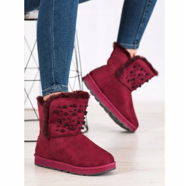 Bona Mukluki med pärlor röd 2