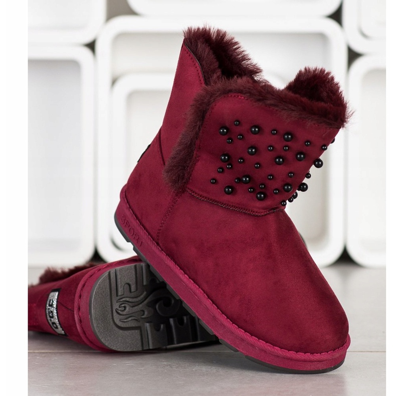 Bona Mukluki med pärlor röd 1