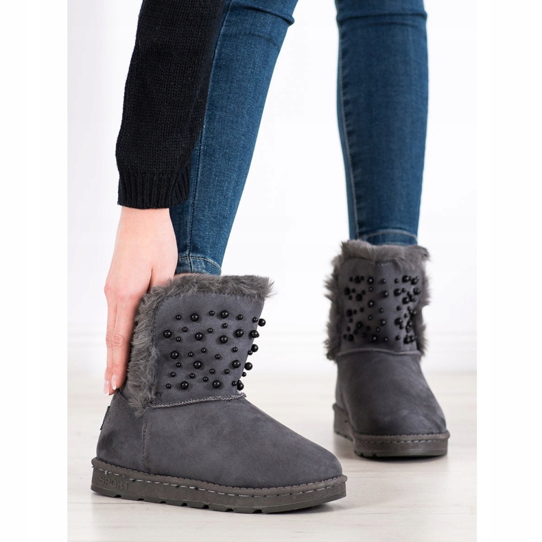 Bona Mukluki med pärlor grå 1