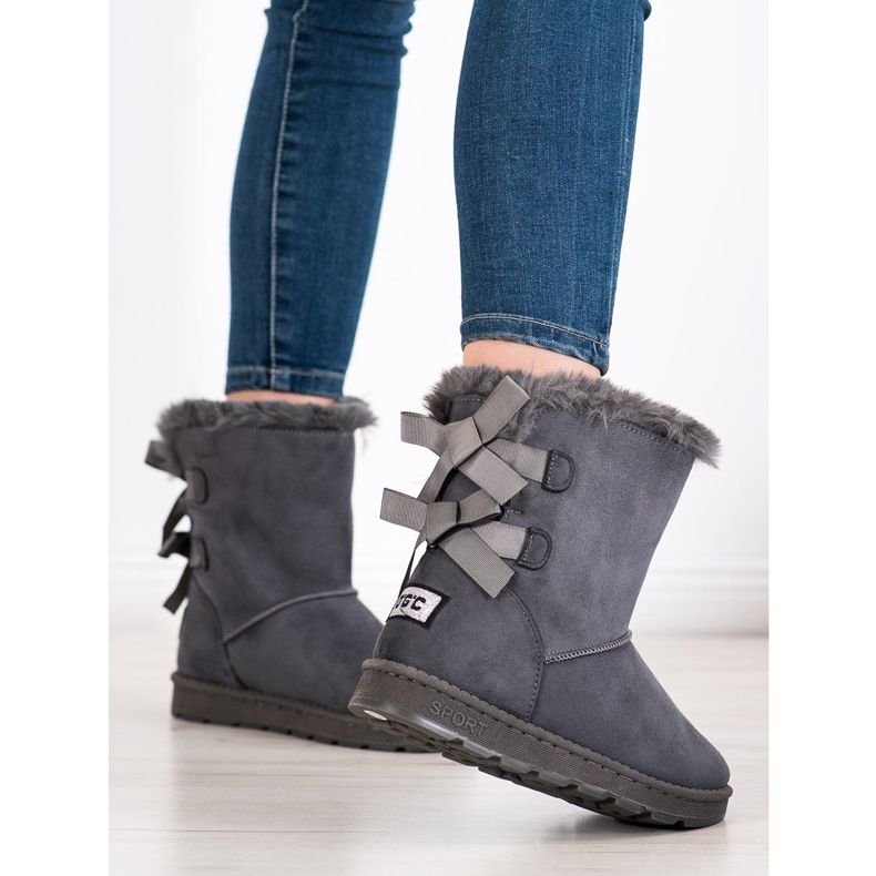 Bona Grå Mukluki med rosetter 1