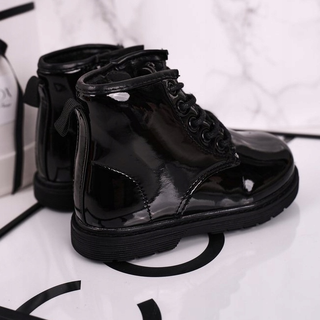 FRROCK Barnstövlar Varmlackerade stövlar Svart Ammy 1