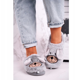 JOMIX Kvinnors grå mösspäls tofflor Home Sweet Home beige 1