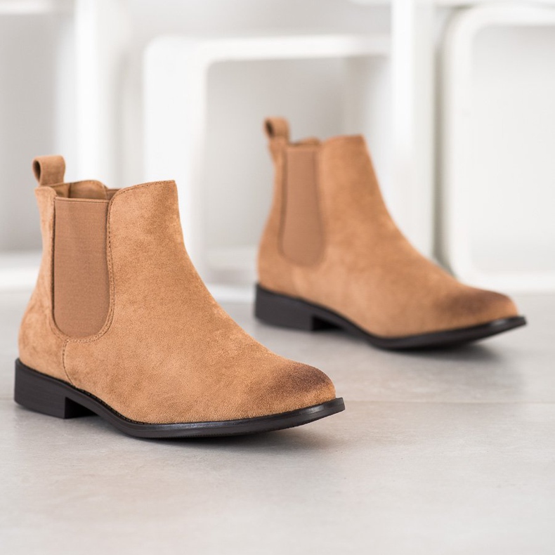 Ideal Shoes Mocka Chelsea stövlar beige 1