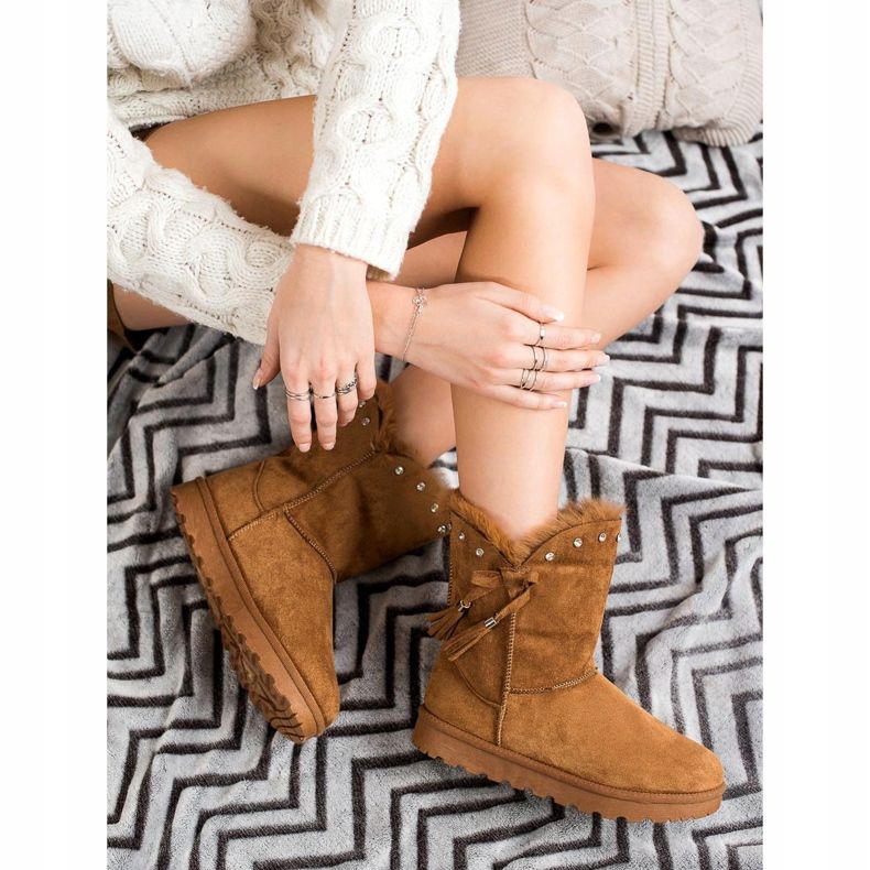 SHELOVET Kamel Mukluki med Cubic Zirconia brun 1