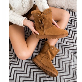 SHELOVET Kamel Mukluki med Cubic Zirconia brun 2