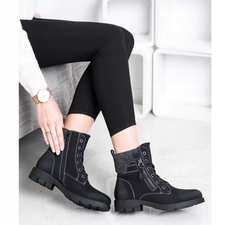 Super Mode Vandringsskor med dekorativ dragkedja svart 2