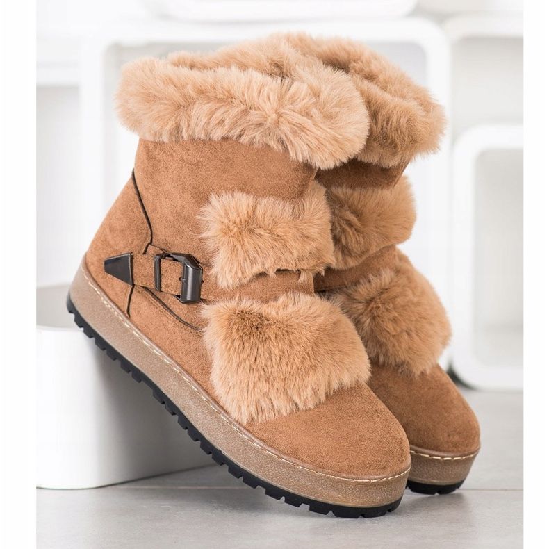 Queentina Varm Mukluki med päls beige 2