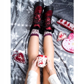 SHELOVET Snöskor på plattformen svart röd 1