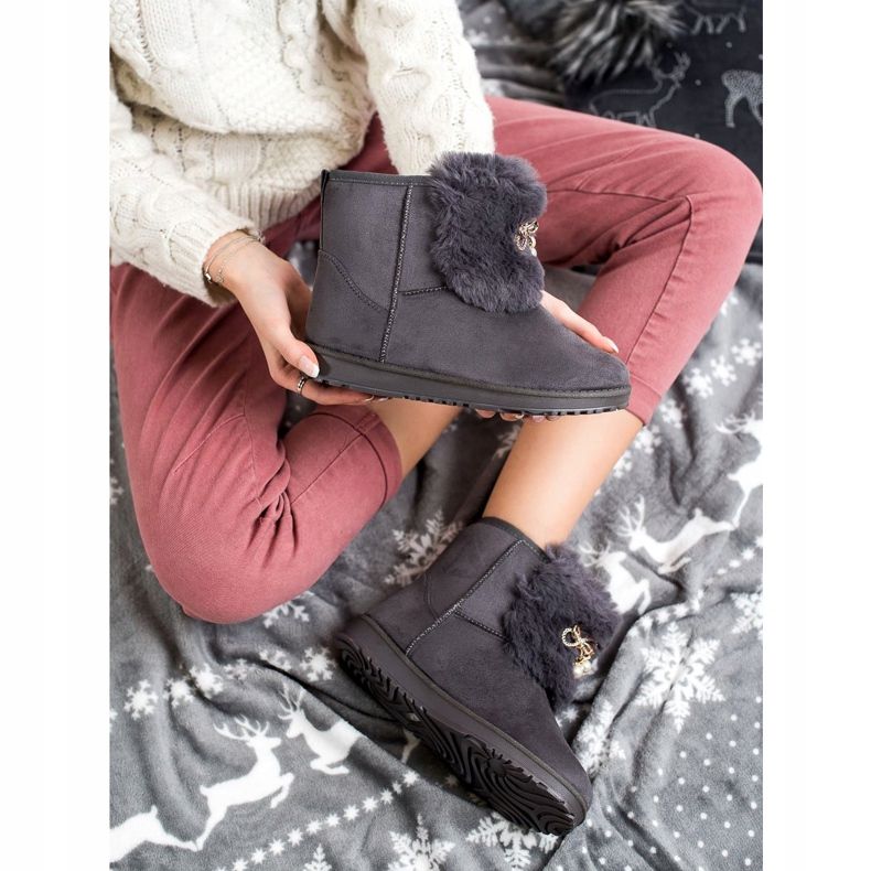 Queentina Varm Mukluki med prydnad grå 1