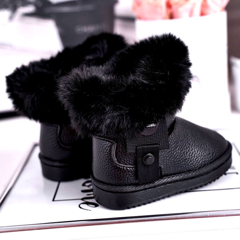 Apawwa Svarta Marella -isolerade snöskor för barn med päls 3