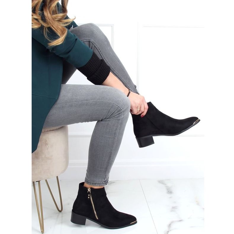 Stövlar mandel svart mocka tåhätta 88168-1 Svart 1