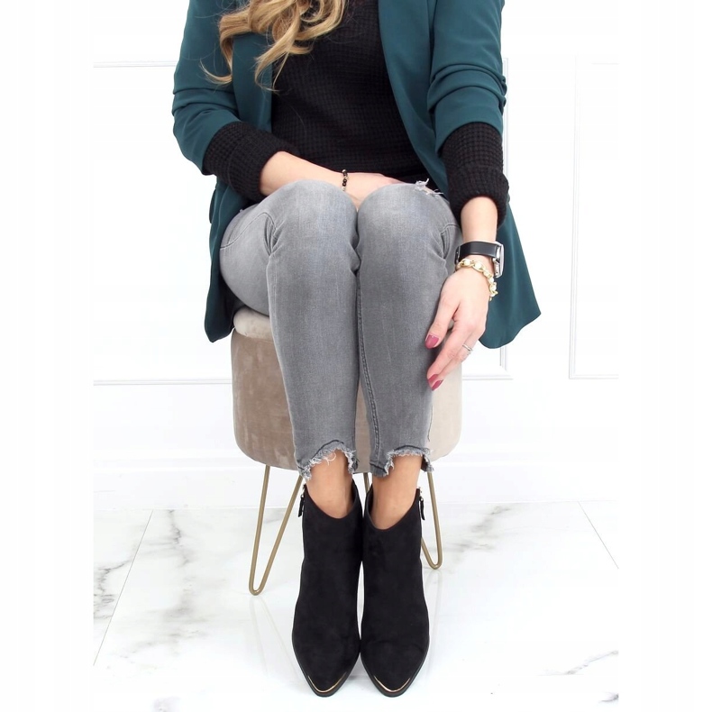 Stövlar mandel svart mocka tåhätta 88168-1 Svart 2