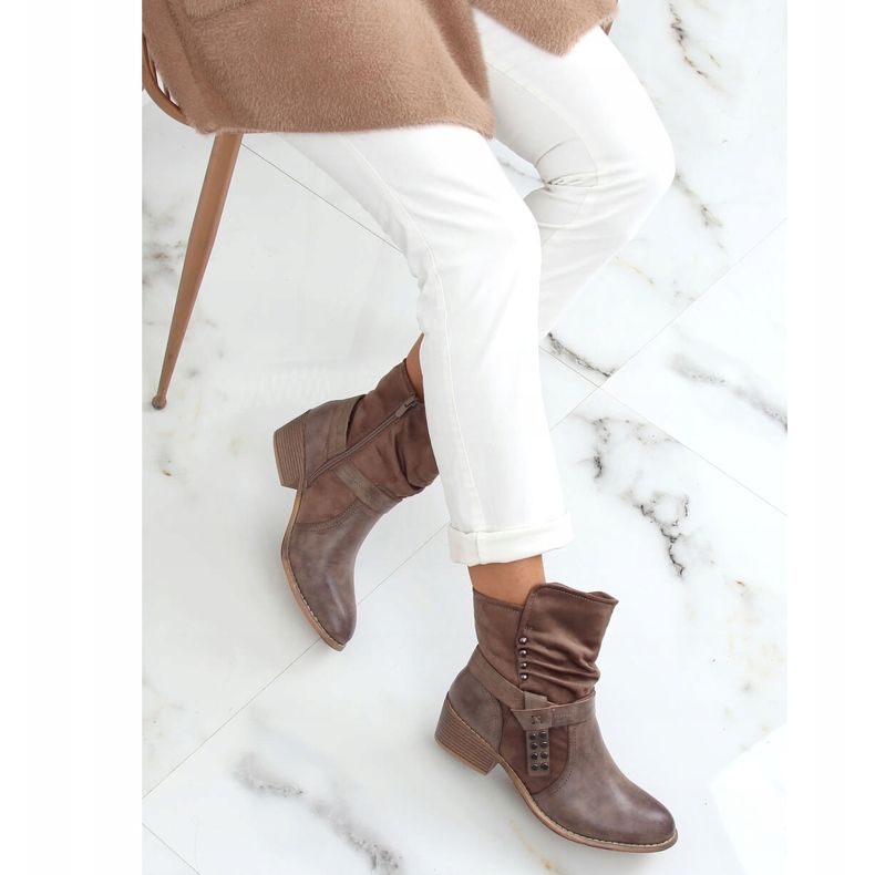 Beige kängor för kvinnor Z1122 Khaki 2