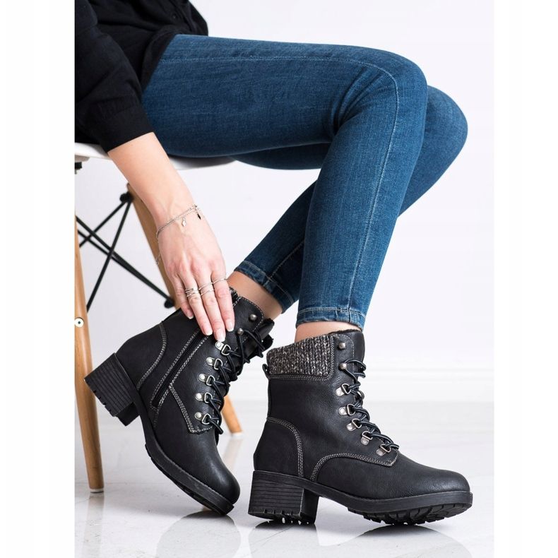 Queentina Varma stövlar på stolpen svart grå 2