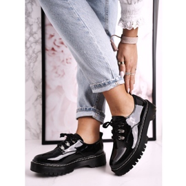 S.Barski Oxfordskor för kvinnor på plattformen S. Barski HX15 lackerad svart 2