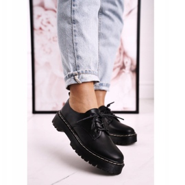 Kvinnors klassiska Oxfordskor på S.Barski HX62 svart plattform 1