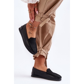 Kvinnors klassiska läderloafers S.Barski LR97630 svart 1