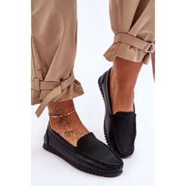 Kvinnors klassiska läderloafers S.Barski LR97630 svart 2