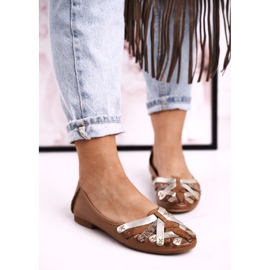 Läderballerinor för kvinnor Maciejka Röd 01358 brun 2