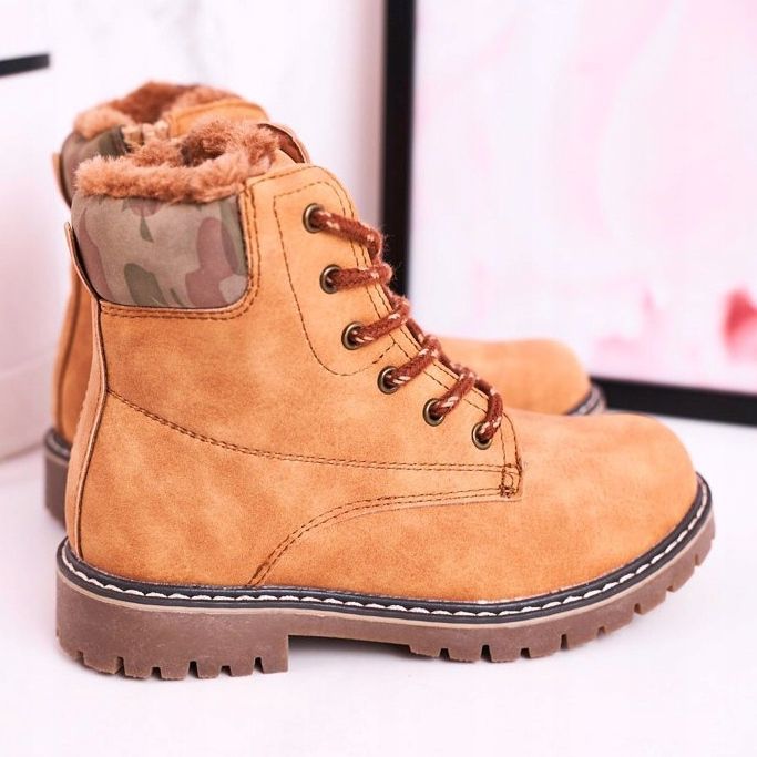 Apawwa Barnstövlar Fångare uppvärmda med pälskamel London beige brun 1